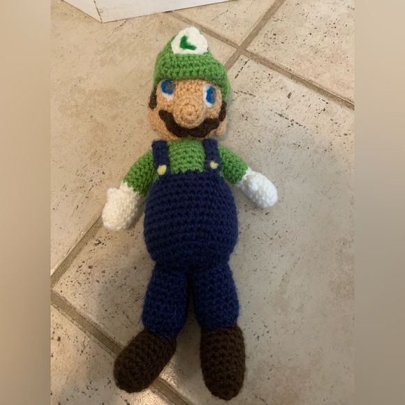 Handmade Crochet LUIGI Doll Amigurumi Plush 12" Super Mario Bros Nintendo - Picture 3 of 6